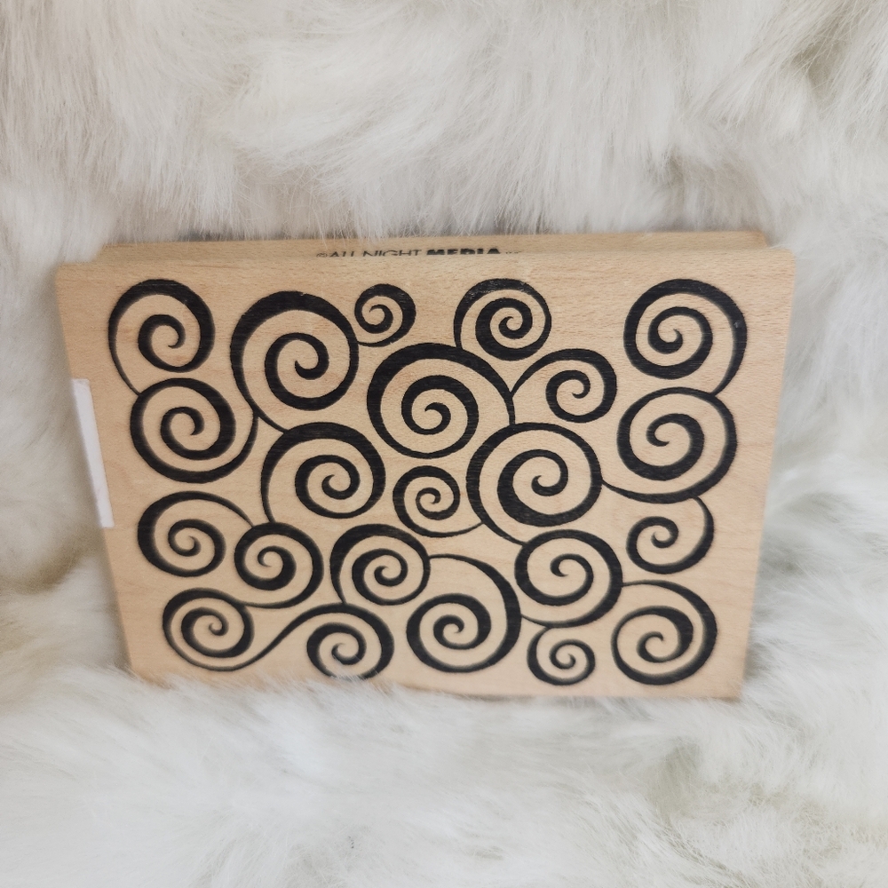 NWOT All Night Media 'Swirl Pattern' Wooden Stamp